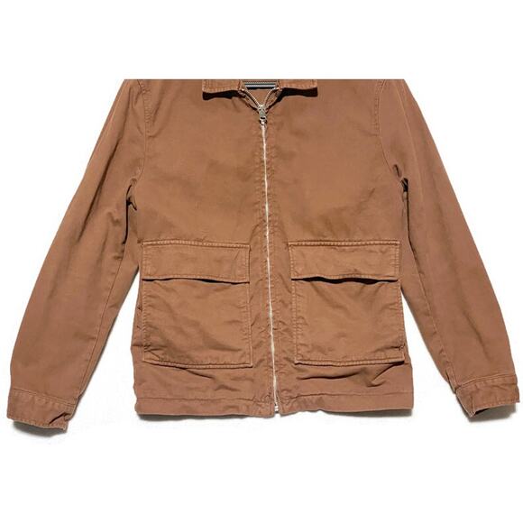 Zara Zip Up Jacket Men's Size Small Burnt Sienna Brown Made in Turkey - Picture 5 of 8